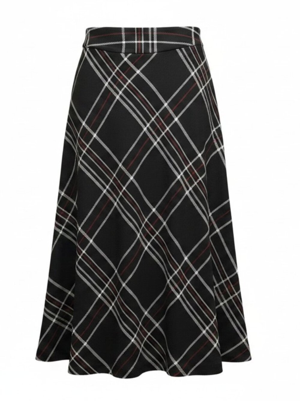 Black Plaid Flowy Maxi Skirt
